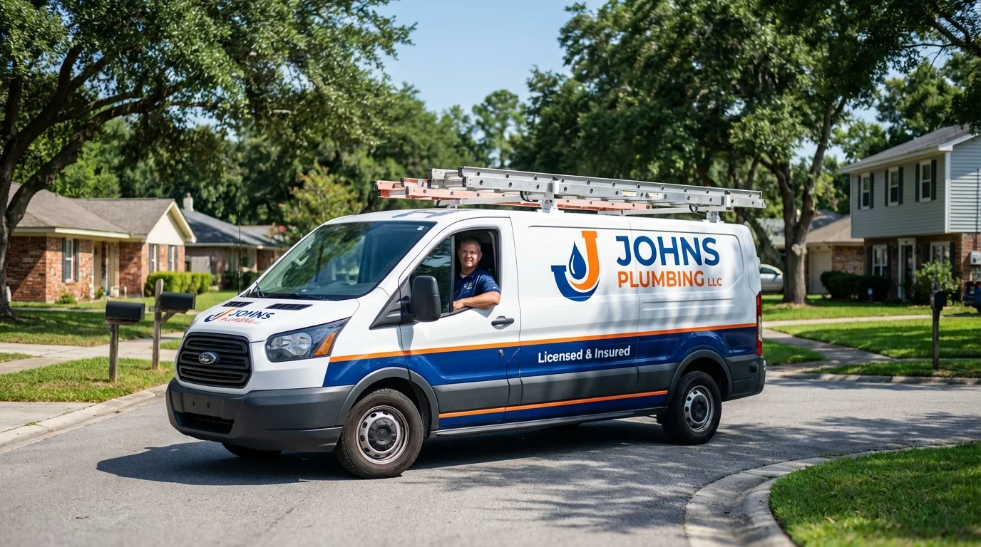 Johns Plumbing LLC service van in Easton, PA