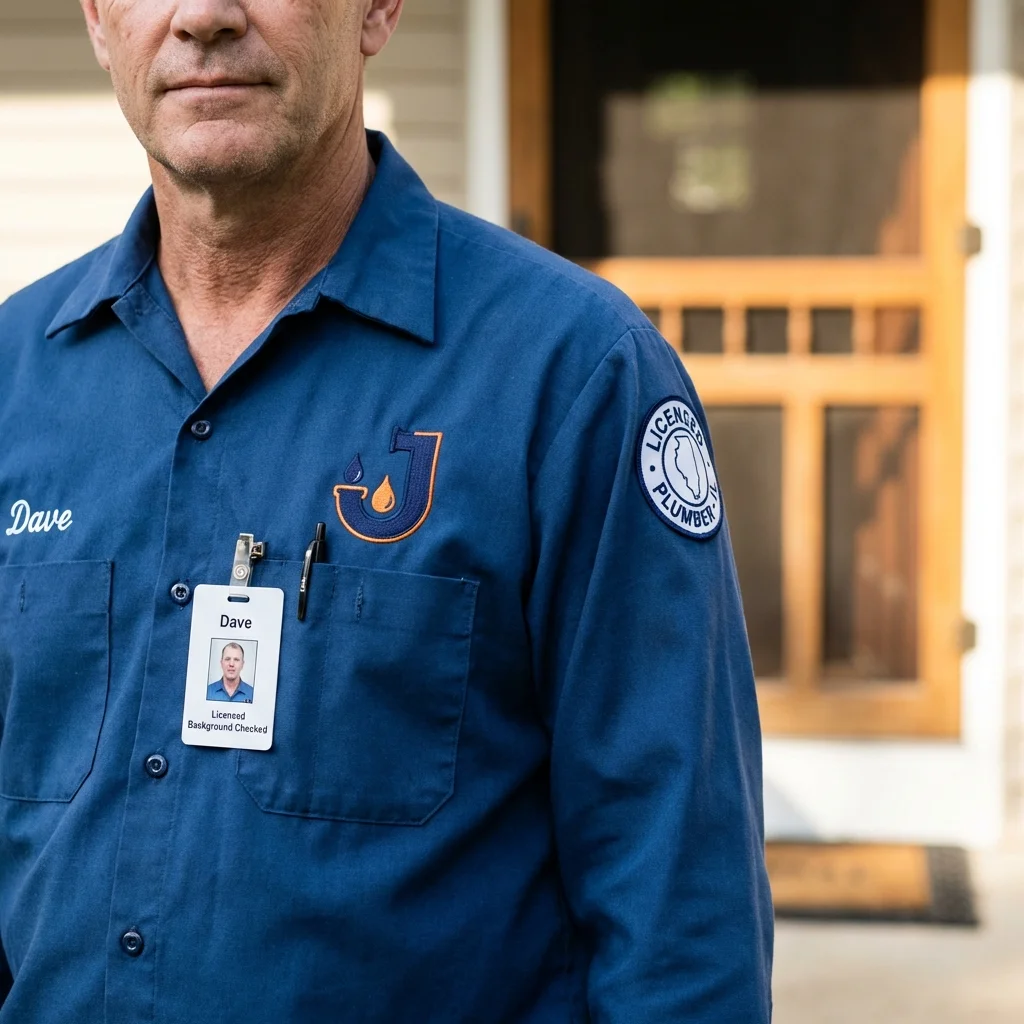 Licensed plumber showing ID badge in Easton, PA